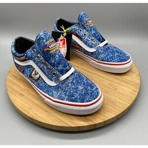 Vans Retro 90s Cobra Karate Shoes Blue Canvas Denim Skate Mens 8 Womens 9.5